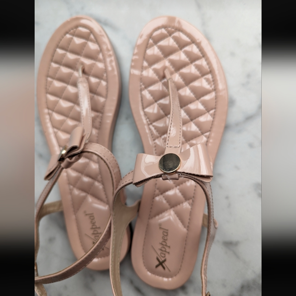 Women's flat pink bow sandals